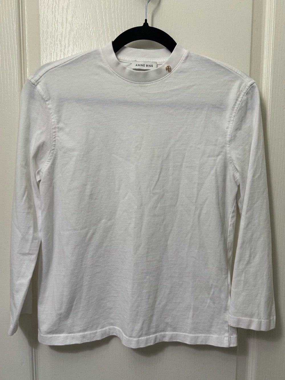 Anine Bing Women’s Long-Sleeve Crewneck Shirt in White